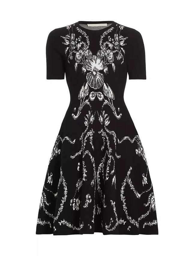 Damask Jacquard Knit Fit & Flare Dress Product Image