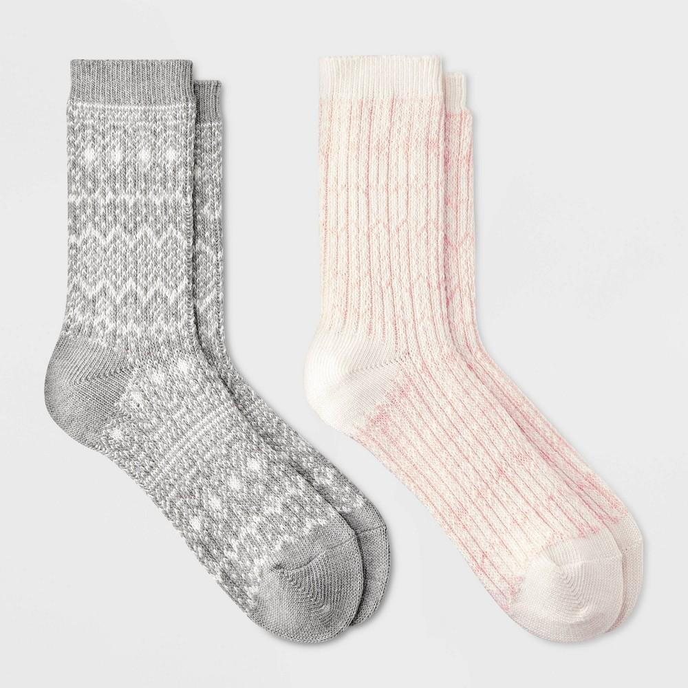 Womens Midweight Snowfall Fair Isle 2pk Boot Socks - All In Motion 4-10 Product Image