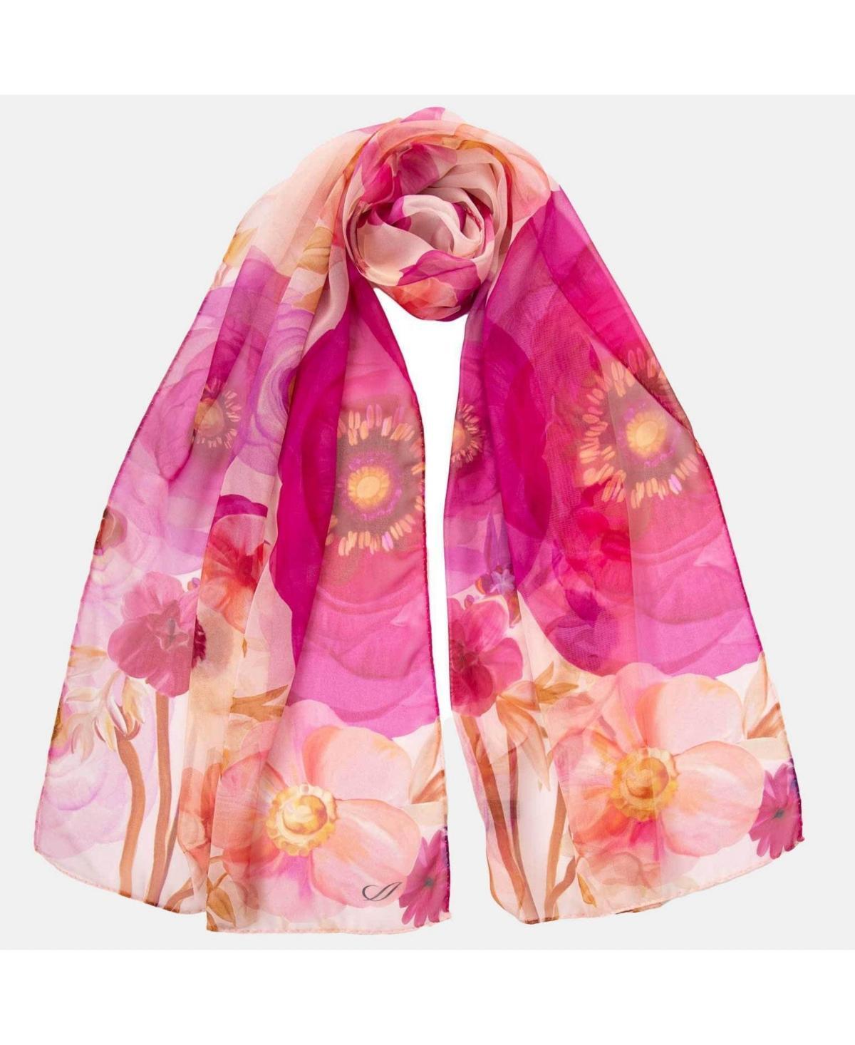 Campo de Fiori - Long Sheer Silk Scarf for Women - Lavender Product Image