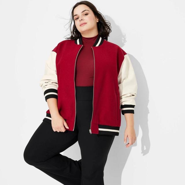 Womens Game Day Varsity Jacket - Wild Fable Maroon 2X Product Image