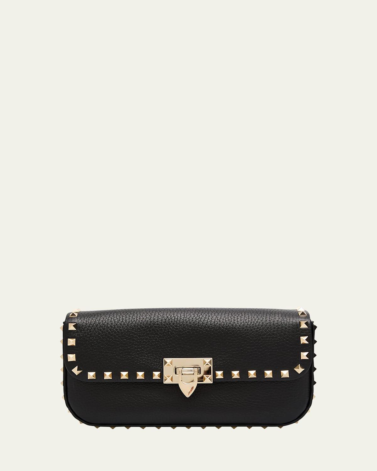 VALENTINO GARAVANI Black Leather Rockstud Crossbody Bag In Nero Product Image