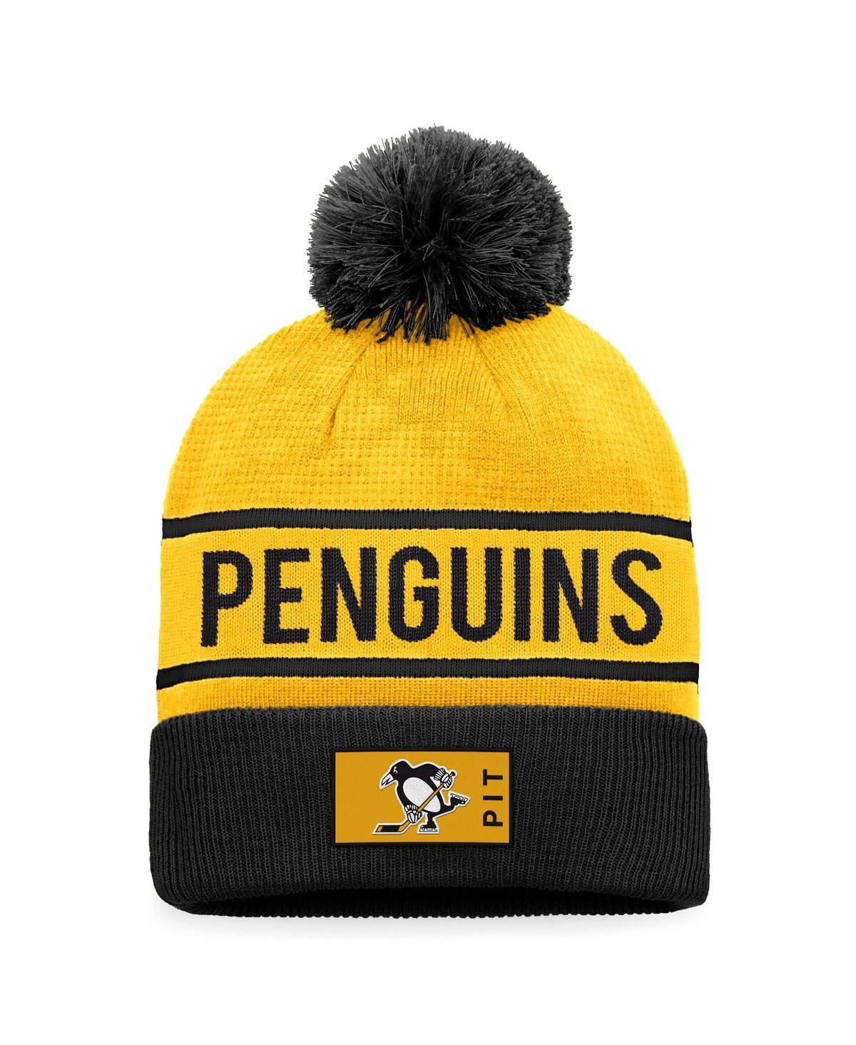 Mens Fanatics Gold Pittsburgh Penguins Authentic Pro Alternate Logo Cuffed Knit Hat with Pom - Gold Product Image