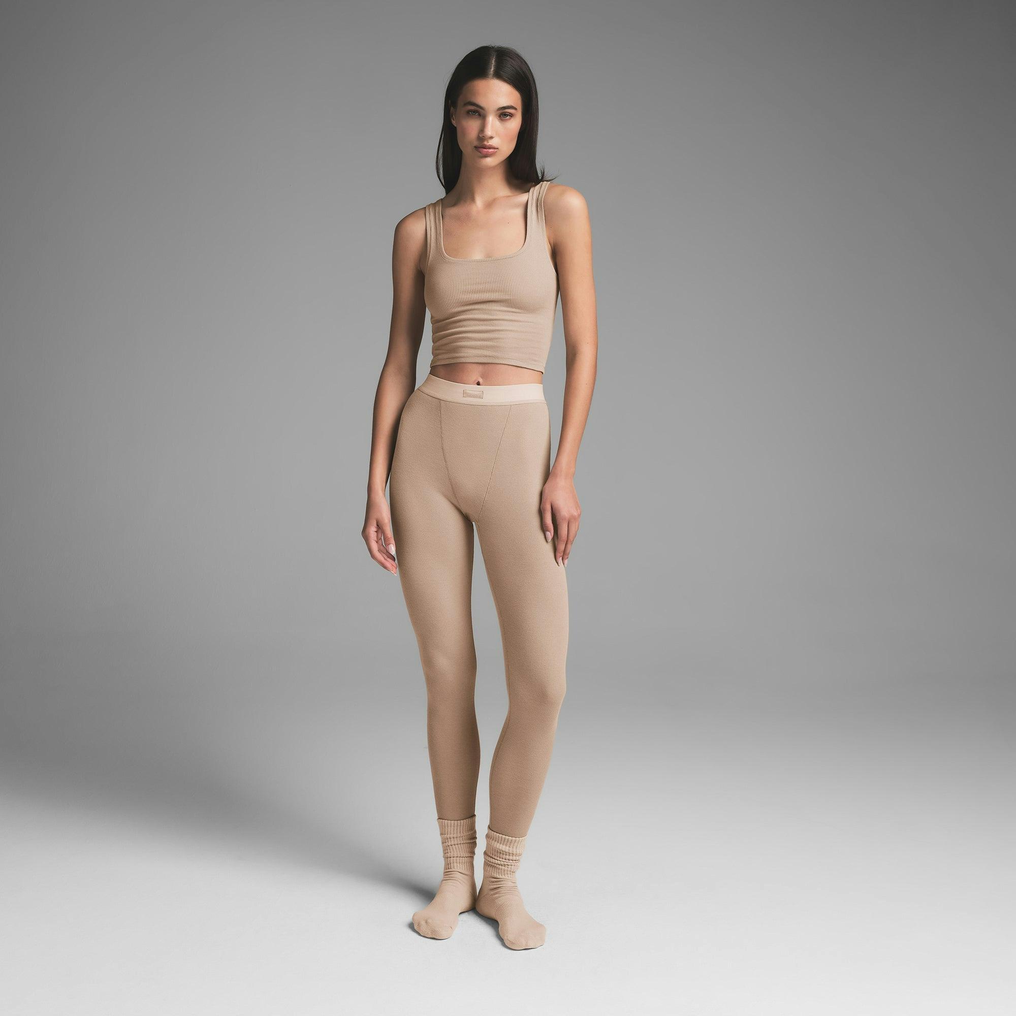 COTTON RIB LEGGING | LATTE Product Image