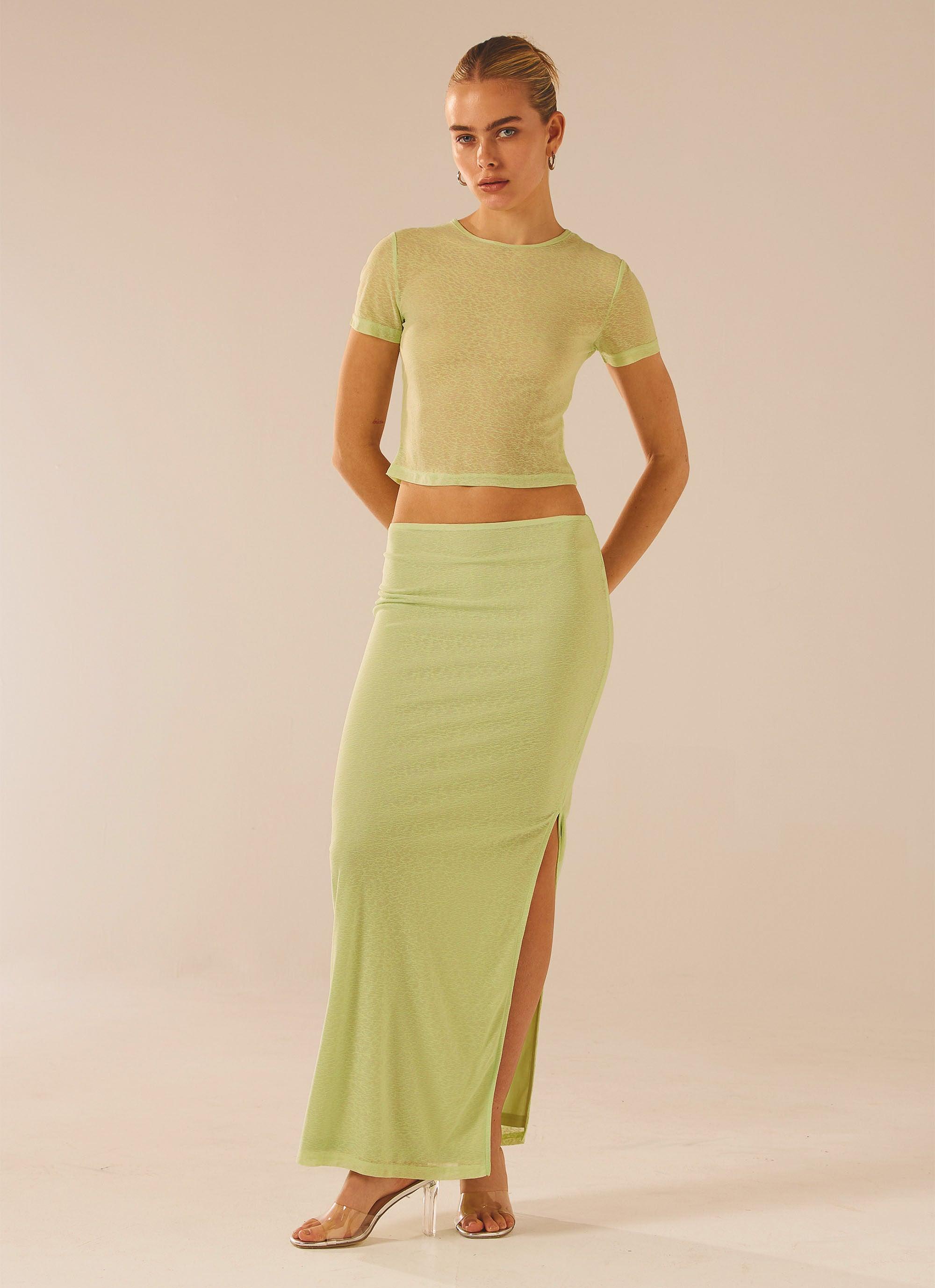 Just Like Magic Maxi Skirt - Lime Product Image