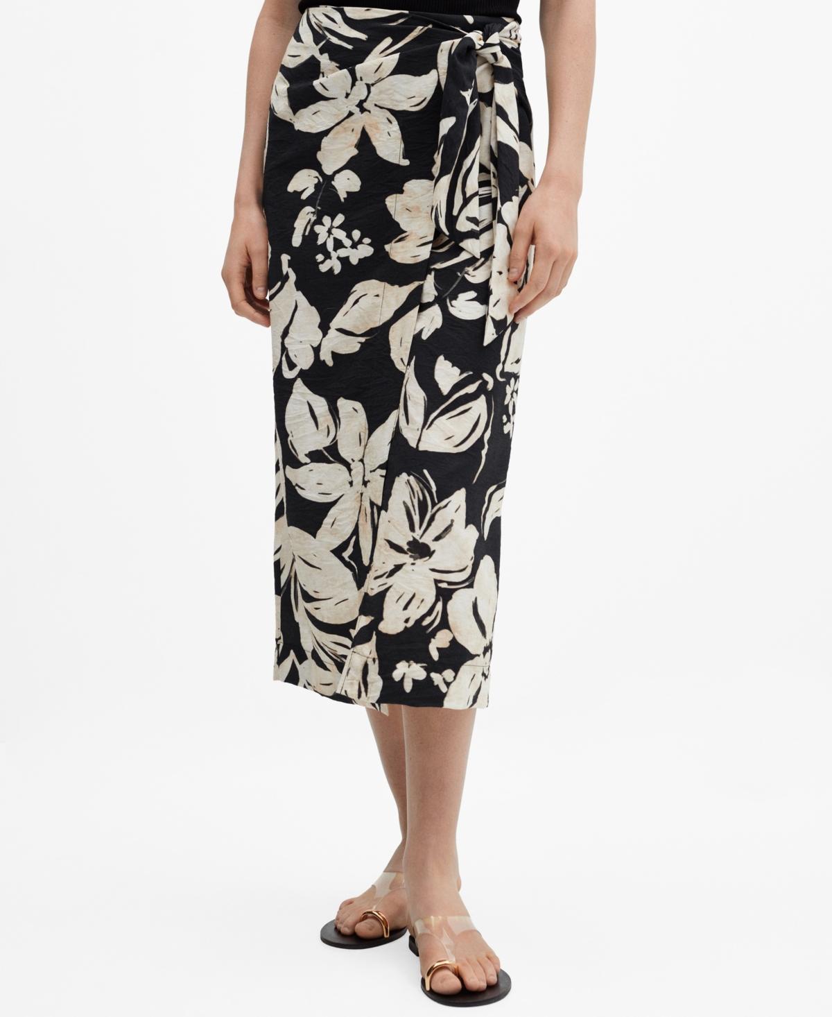 Mango Womens Floral Wrapped Skirt Product Image