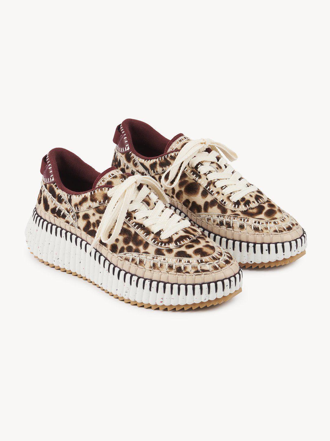 Nama Leopard Stitch Walking Sneakers In Jungle Brown Product Image