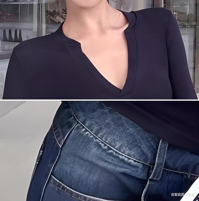 Long-Sleeve V-Neck Plain Top Product Image