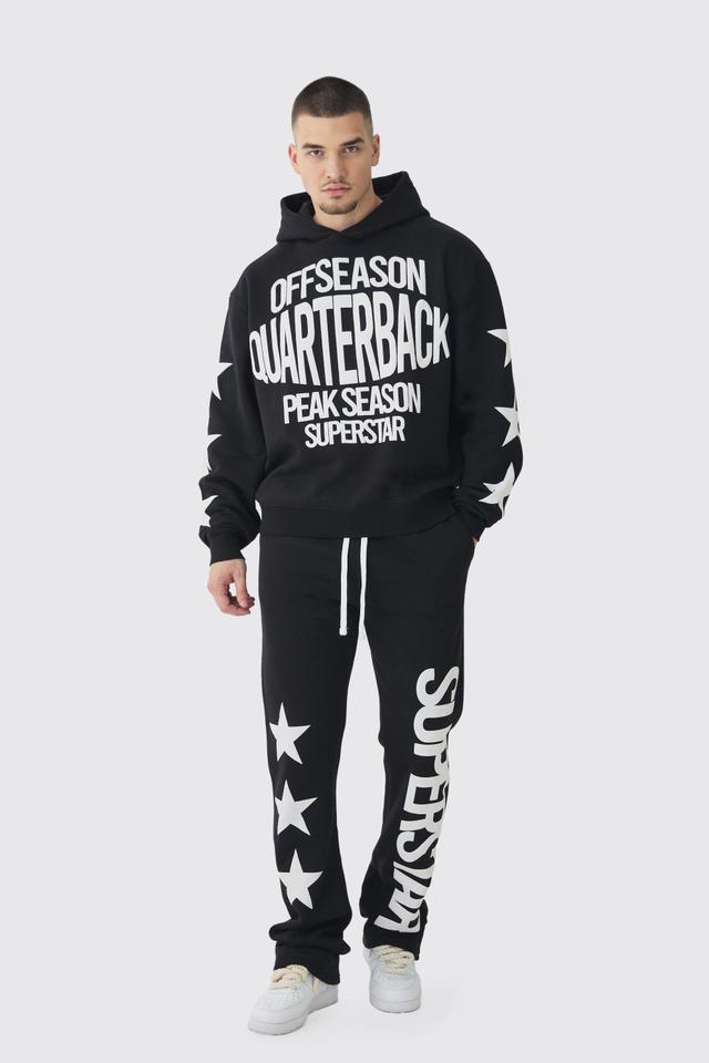 Tall Oversized Boxy Off Season Puff Printed Hooded Tracksuit | boohooMAN USA Product Image