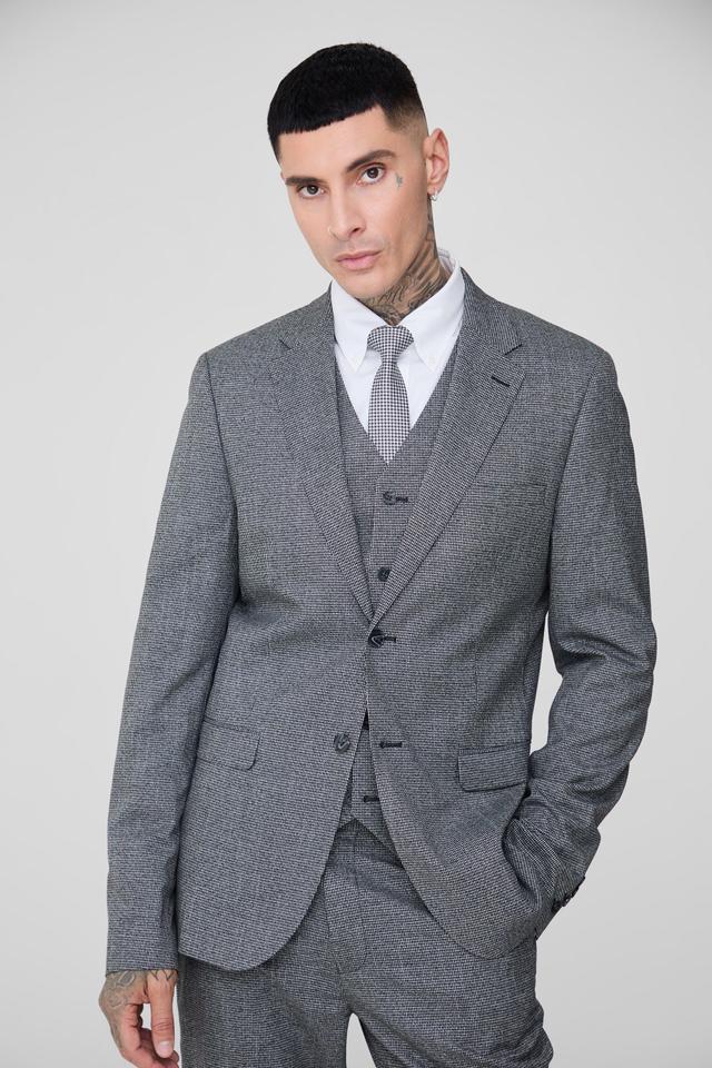 Tall Mini Dogtooth Single Breasted Slim Fit Suit Jacket | boohooMAN USA Product Image