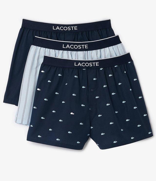 Lacoste Solid/Printed 3#double; Inseam Boxer Briefs 3-Pack Product Image