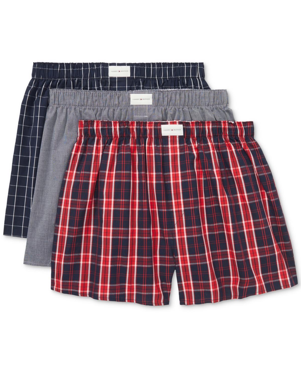 Tommy Hilfiger Cotton Classics Woven Boxer 3-Pack (Paris Blue) Men's Underwear Product Image