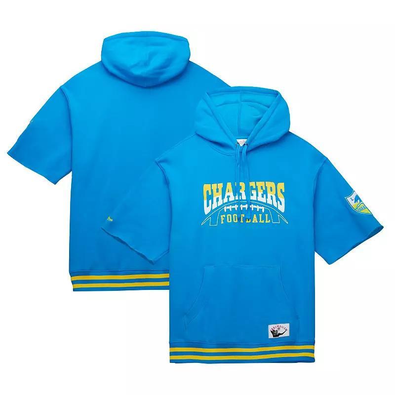 Mens Mitchell & Ness Powder Blue Los Angeles Chargers Pre-Game Short Sleeve Pullover Hoodie Product Image