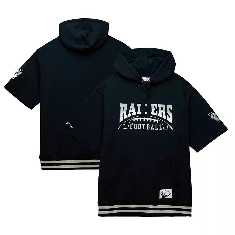 Mens Mitchell & Ness Black Las Vegas Raiders Pre-Game Short Sleeve Pullover Hoodie Product Image