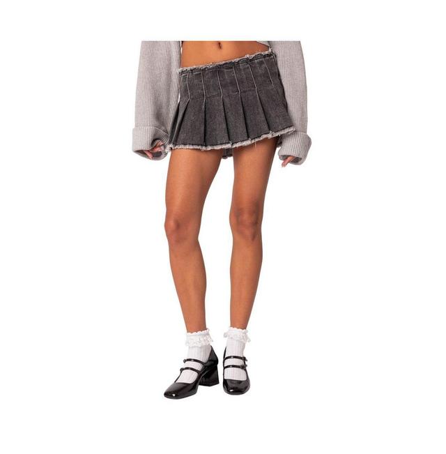 EDIKTED Nalani Pleated Denim Mini Skort Product Image