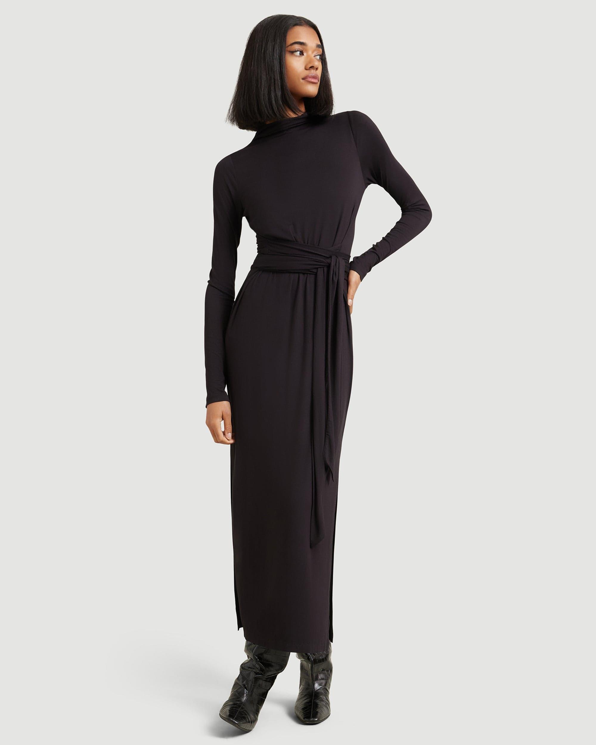 Vero Tie-Front Long-Sleeve Dress Product Image