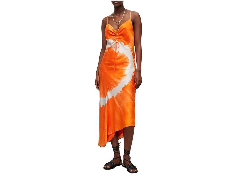 AllSaints Alexia Mariana Dress (Orange Tie-Dye) Women's Clothing Product Image