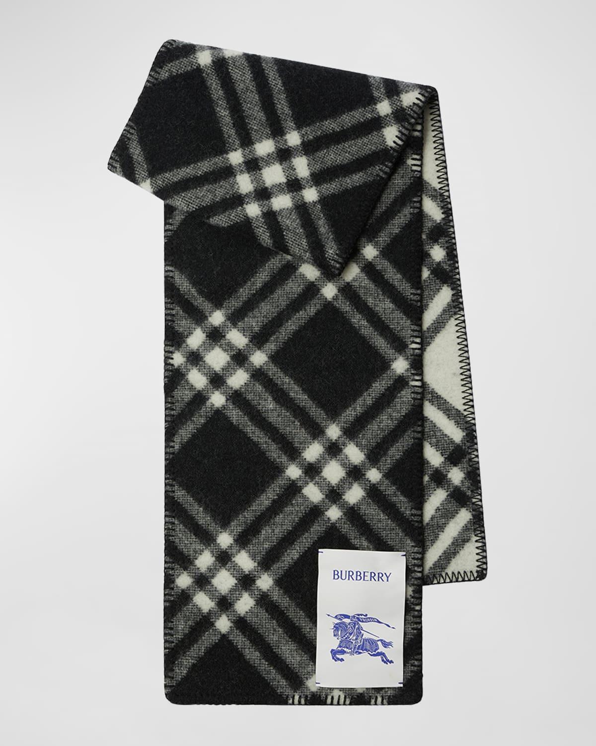 burberry Equestrian Knight Design Patch Check Wool Scarf Product Image