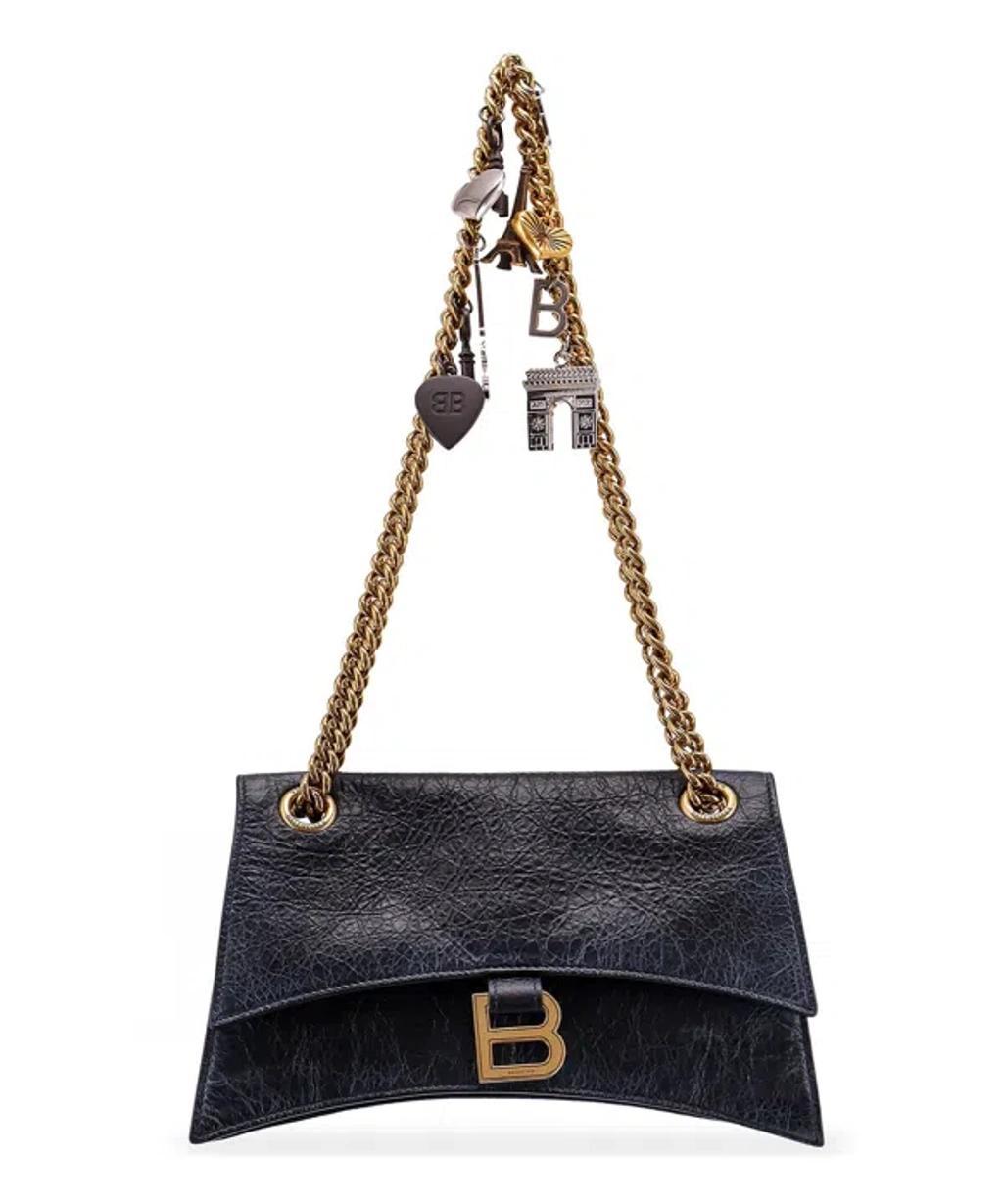 BALENCIAGA Crush Small Shoulder Bag In Black Product Image