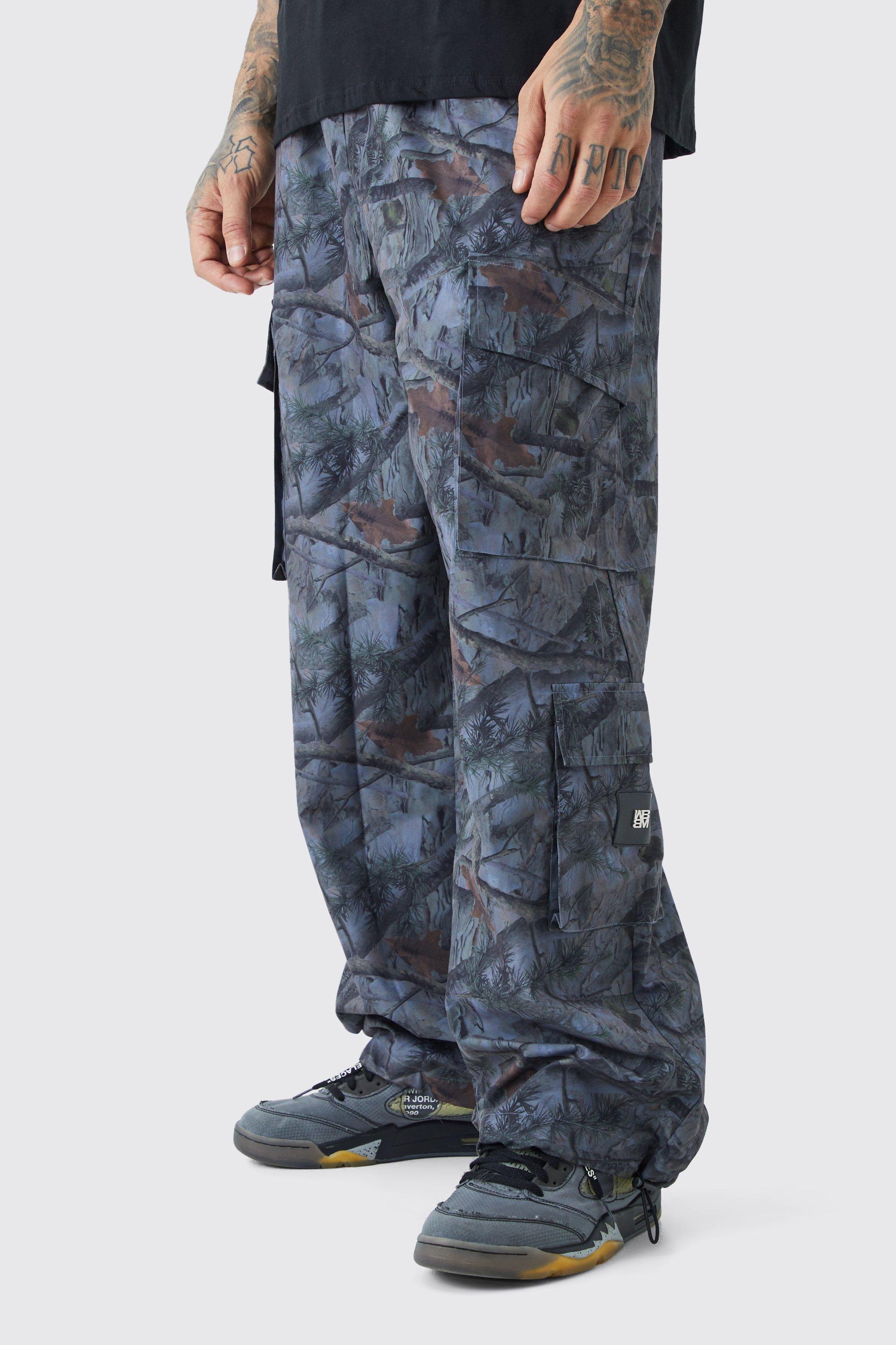 Tall Elasticated Waist Camo Cargo Trousers | boohooMAN USA Product Image