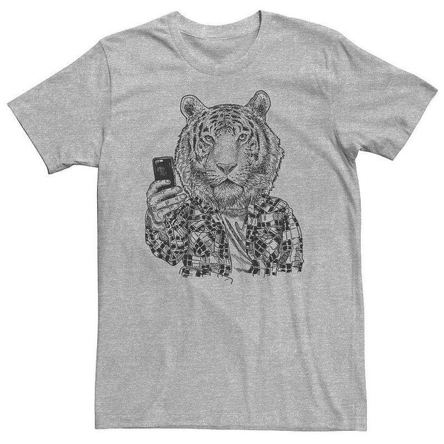 Big & Tall Trendy Tiger Selfie Tee, Mens Athletic Grey Product Image