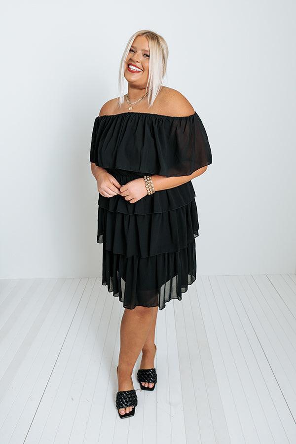 Passion For Pinot Ruffle Dress In Black Product Image