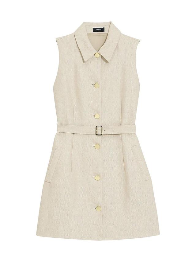 Womens Linen Belted Minidress Product Image