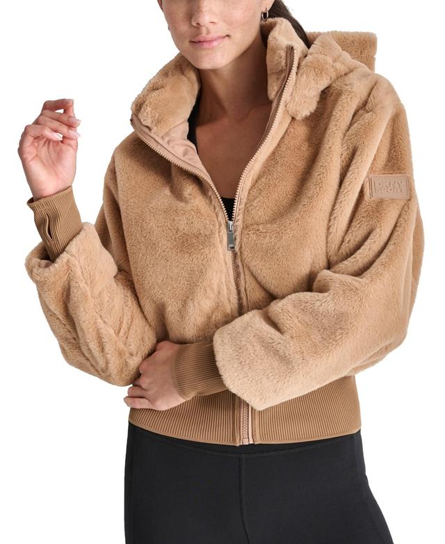 Dkny Sport Womens Faux-Fur Zip-Front Bomber Jacket Product Image