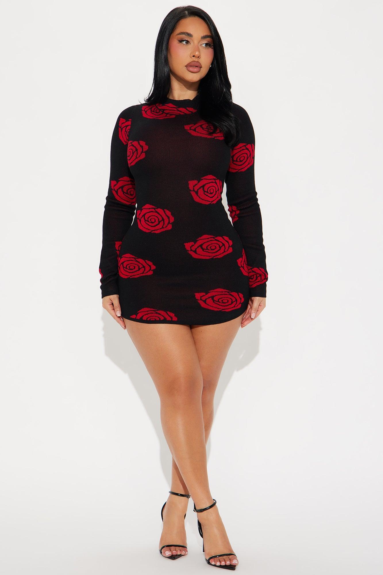 Julianna Sweater Mini Dress - Red/combo Product Image