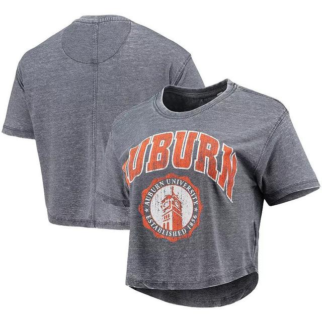 Womens Pressbox Auburn Tigers Edith Vintage Burnout Crop T-Shirt Blue Product Image