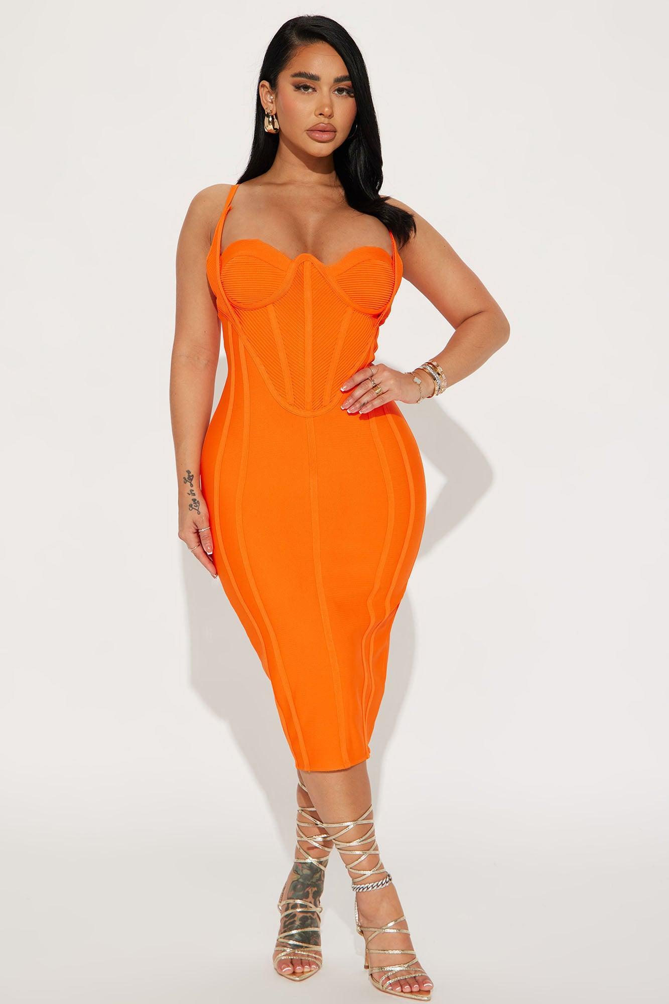 Kash Me In VIP Bandage Dress - Orange Product Image