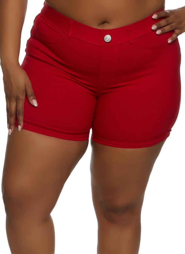 Womens Plus Size Faux Button Hyperstretch Shorts Product Image