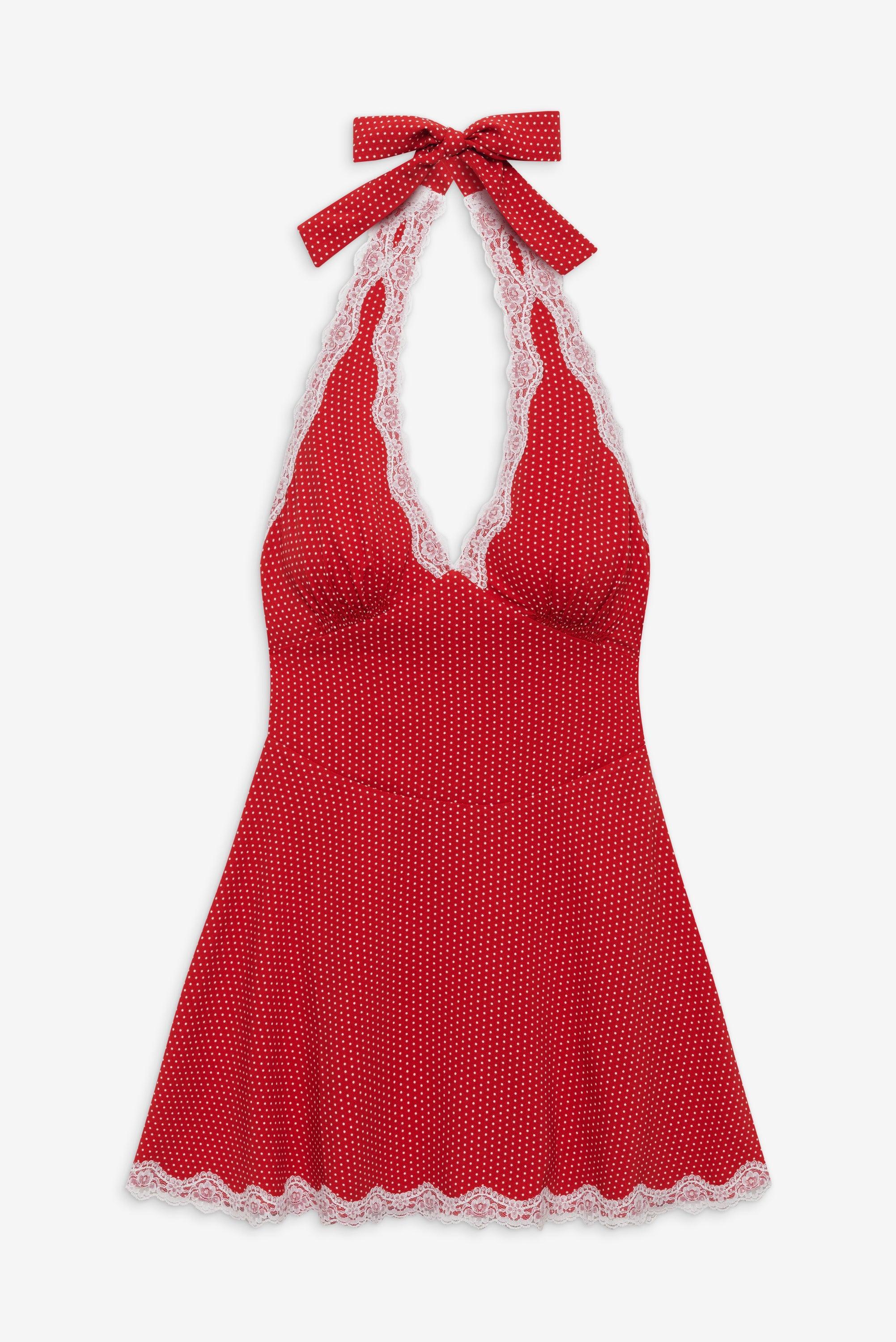 Audrey Polka Dot Mini Dress - Ladybug Product Image