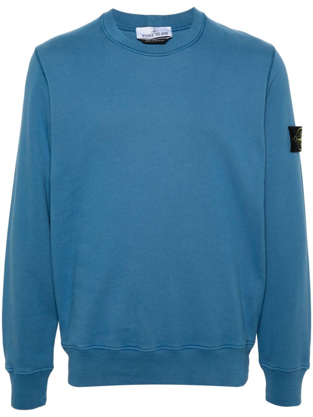 STONE ISLAND Compass-badge Cotton Sweatshirt In Blue Product Image