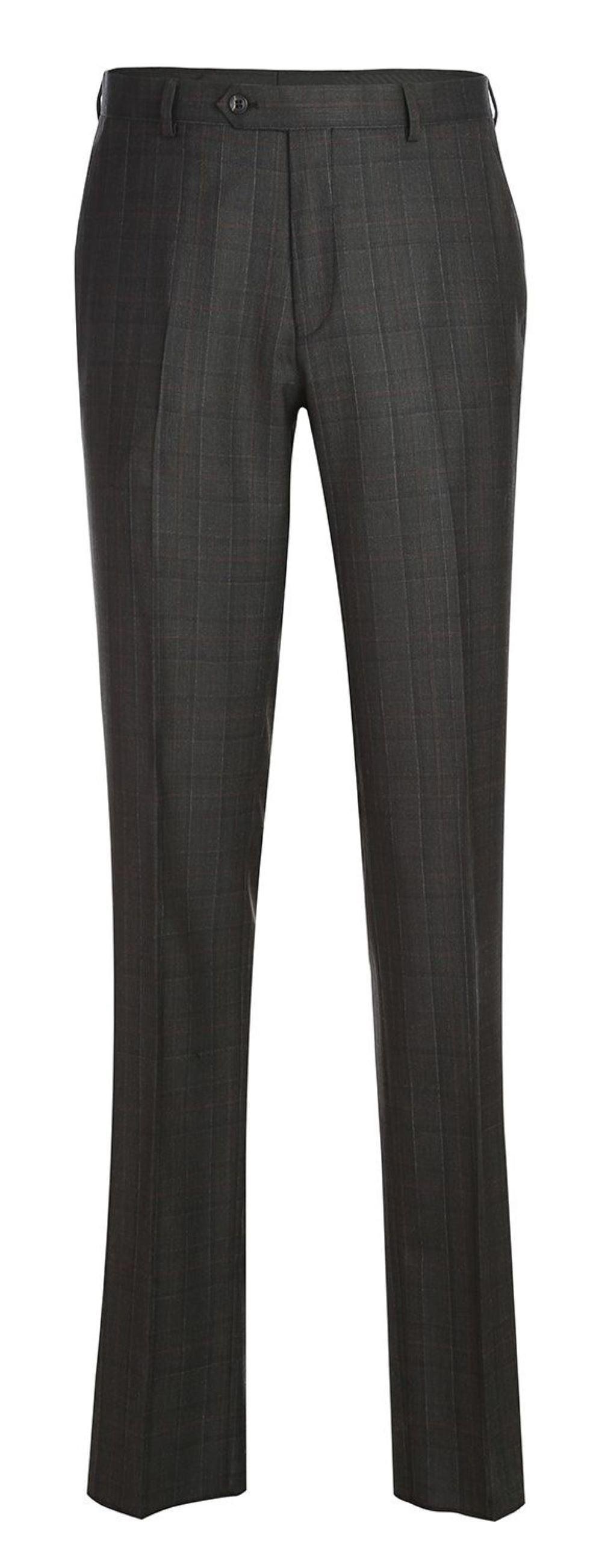 Charcoal Regular Fit Wool Blend Windowpane 2 Piece Suit Product Image