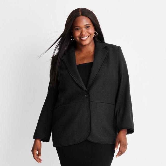 Womens Boucle Frayed Edge Blazer - Future Collective with Jenny K. Lopez Black XXL Product Image