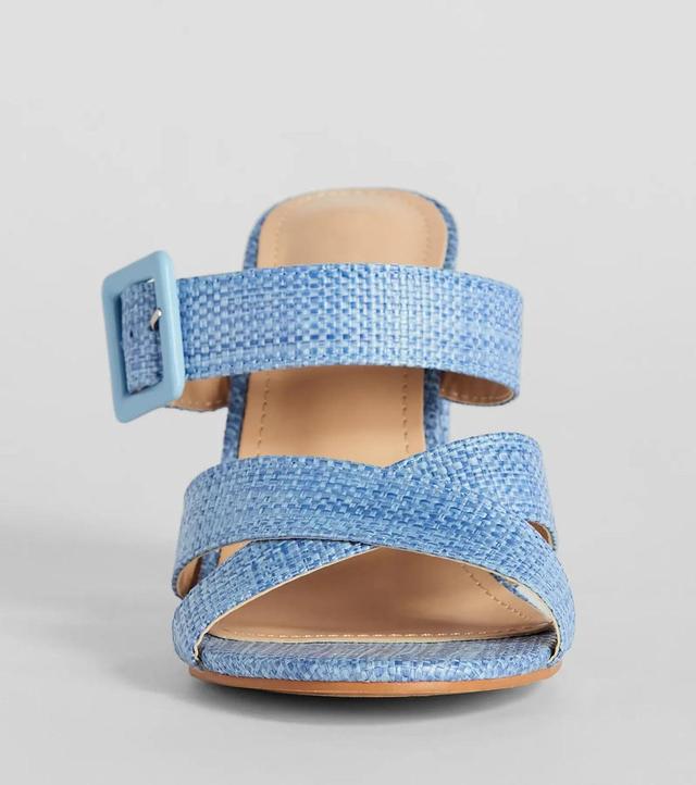 Seaside Vacay Criss Cross Straw Block Heels Product Image