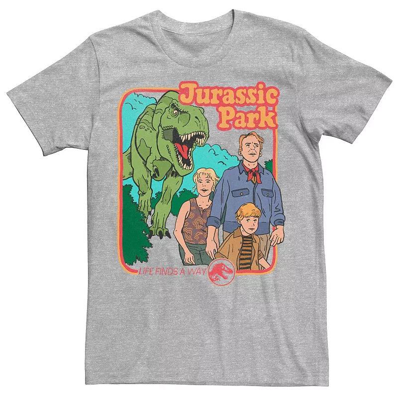 Mens Jurassic Park Vintage Characters Life Finds A Way Tee Royal Grey Product Image