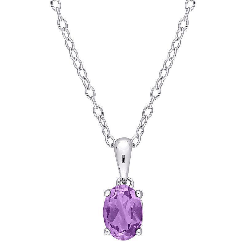 Stella Grace Sterling Silver & Gemstone Oval Stud Pendant Necklace, Womens Purple Product Image