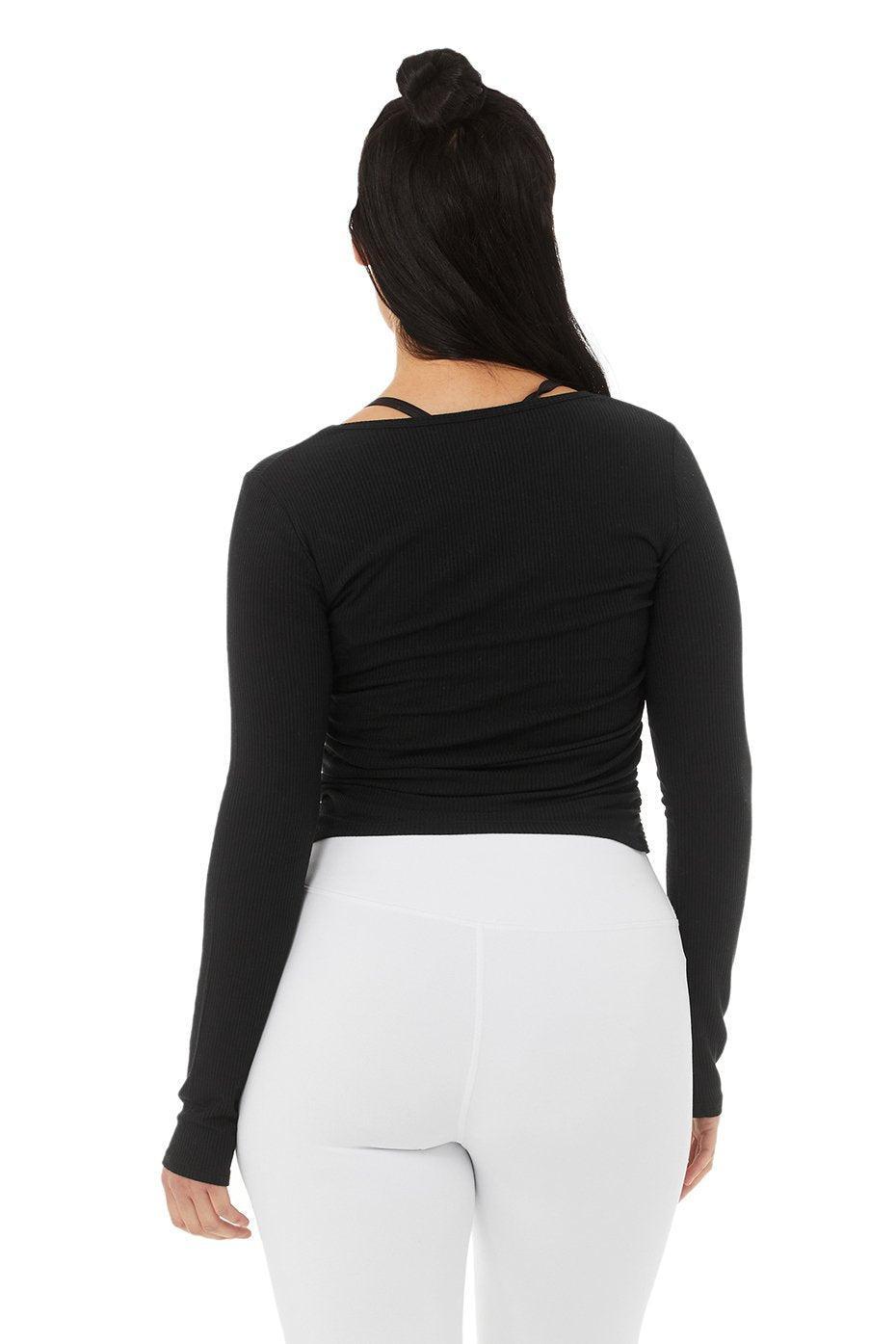 Alo Gather Long Sleeve Rib Crop Top Product Image