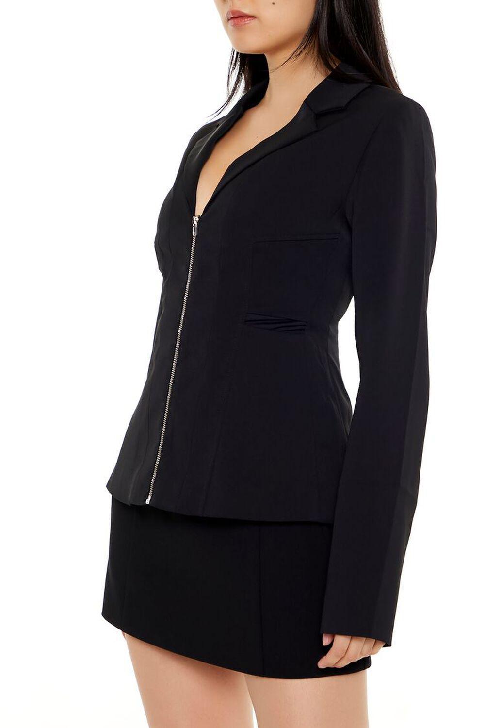 Plunging Zip-Up Peplum Blazer | Forever 21 Product Image