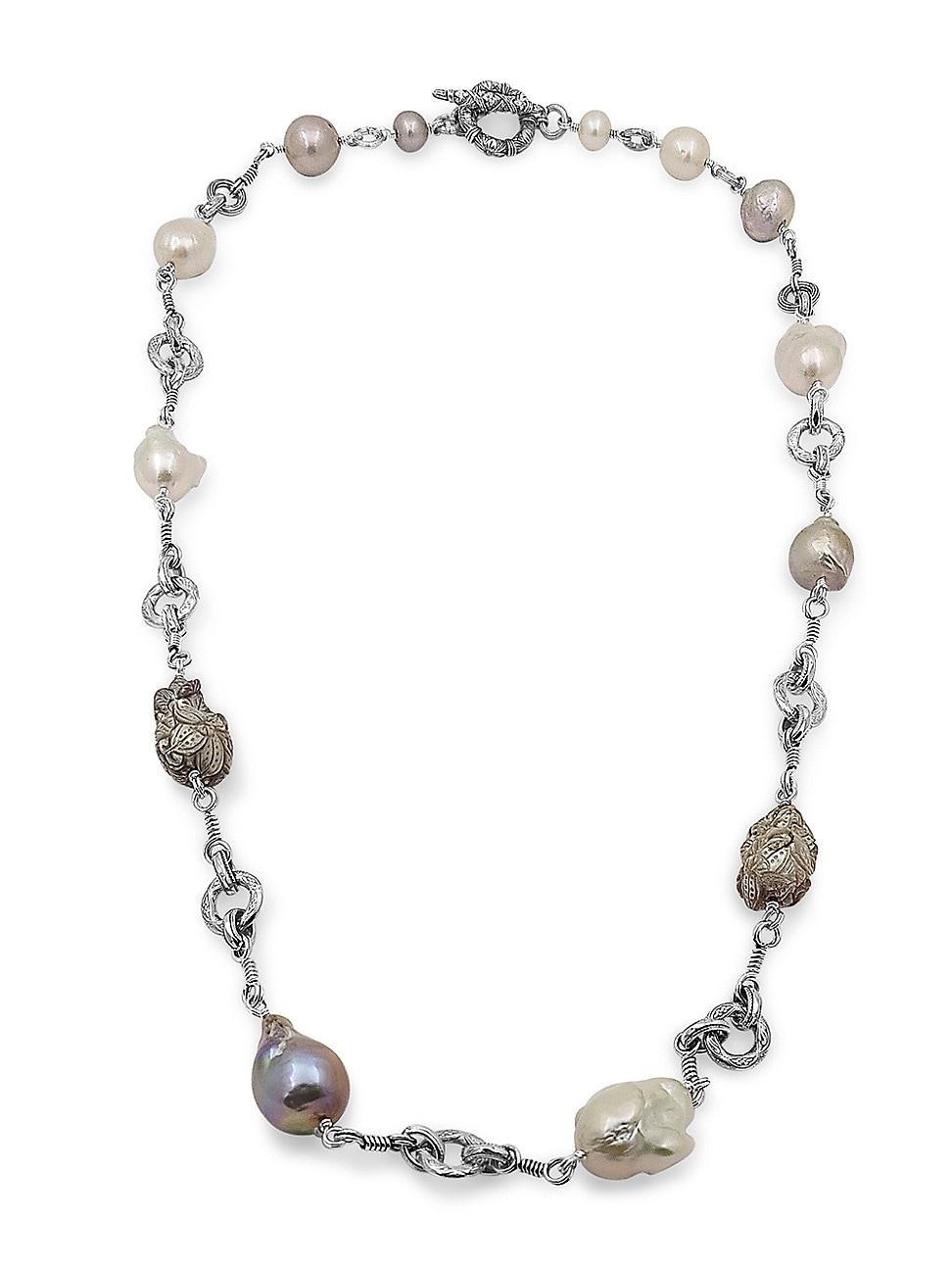 Womens Pearlicious Sterling Silver & Baroque Pearl Toggle Necklace Product Image