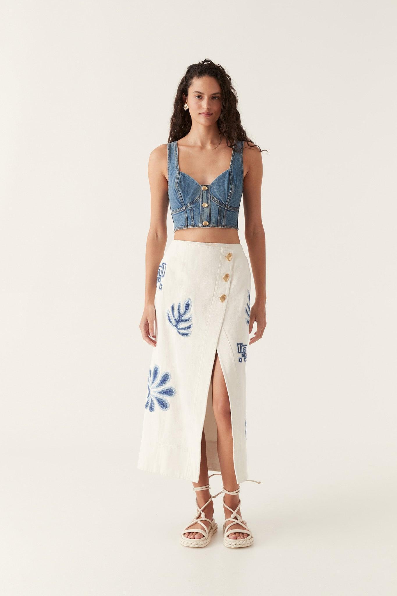 Elena Denim Cropped Bustier Product Image