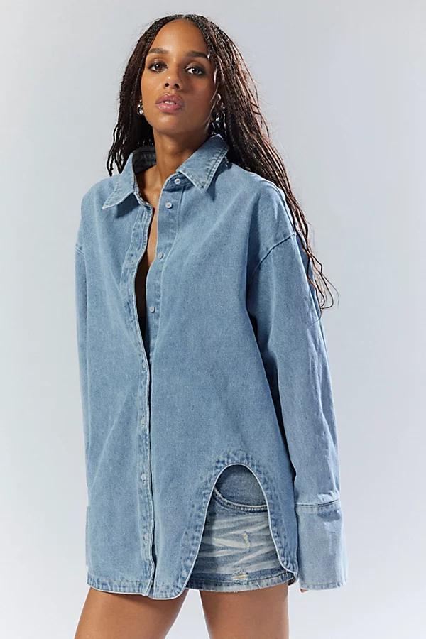 Lioness Off Duty Denim Shirt Top Womens at Urban Outfitters Product Image