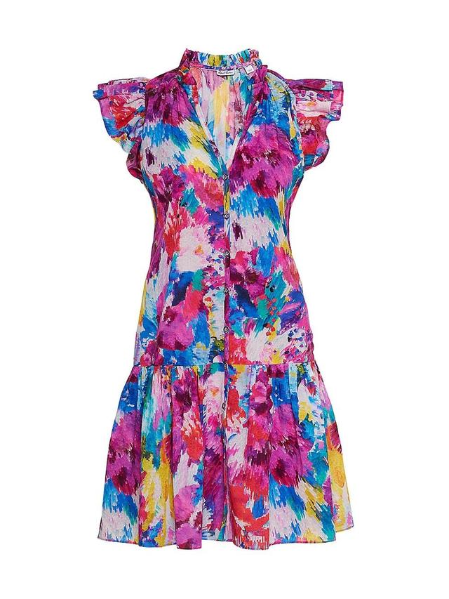 Womens Savannah Flower Bomb Flutter-Sleeve Minidress Product Image