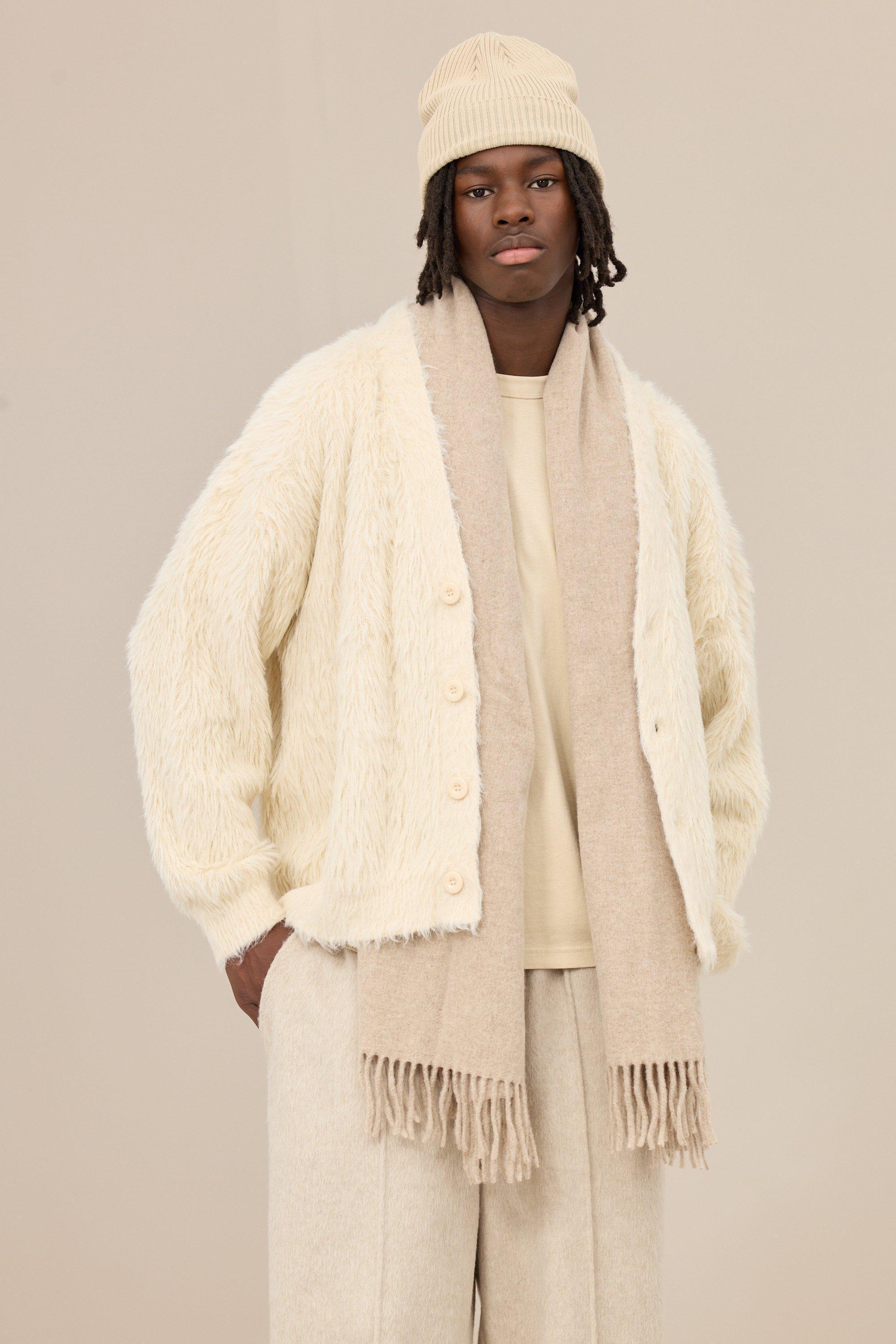 Oversized Boxy Super Fluffy Knitted Cardigan | boohooMAN USA Product Image