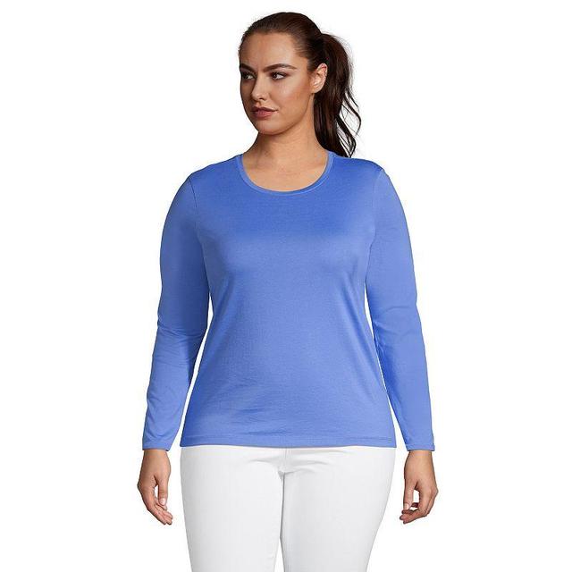 Plus Size Lands End Relaxed Supima Cotton Crewneck Tee, Womens Purple Cloud Product Image