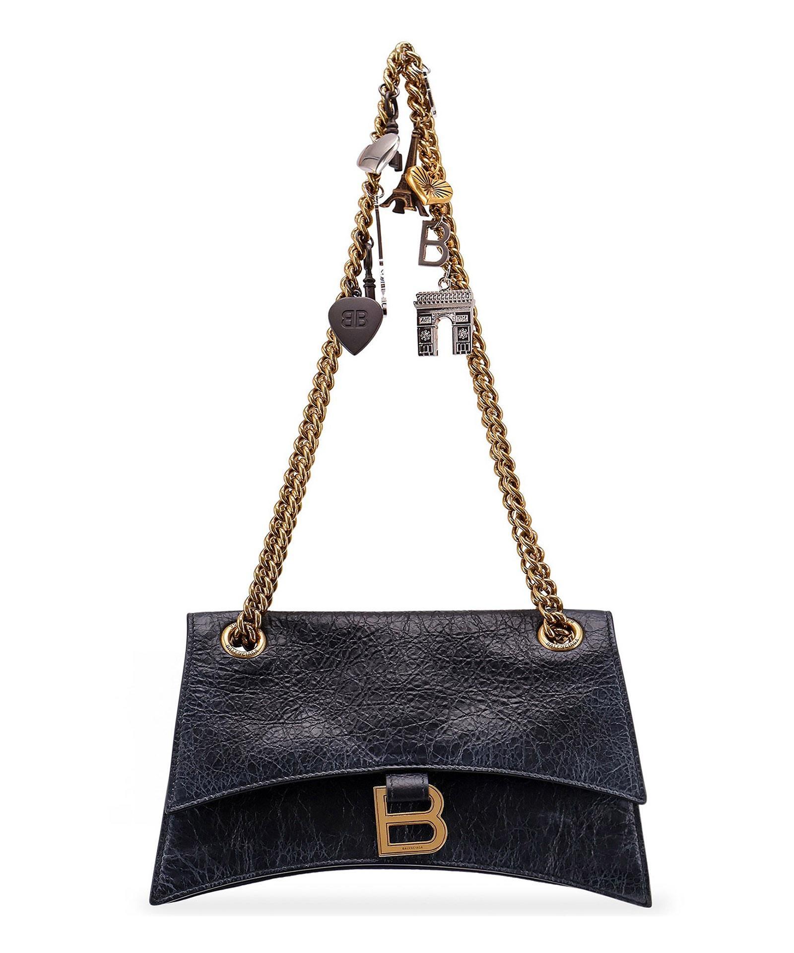 BALENCIAGA Crush Small Shoulder Bag In Black Product Image