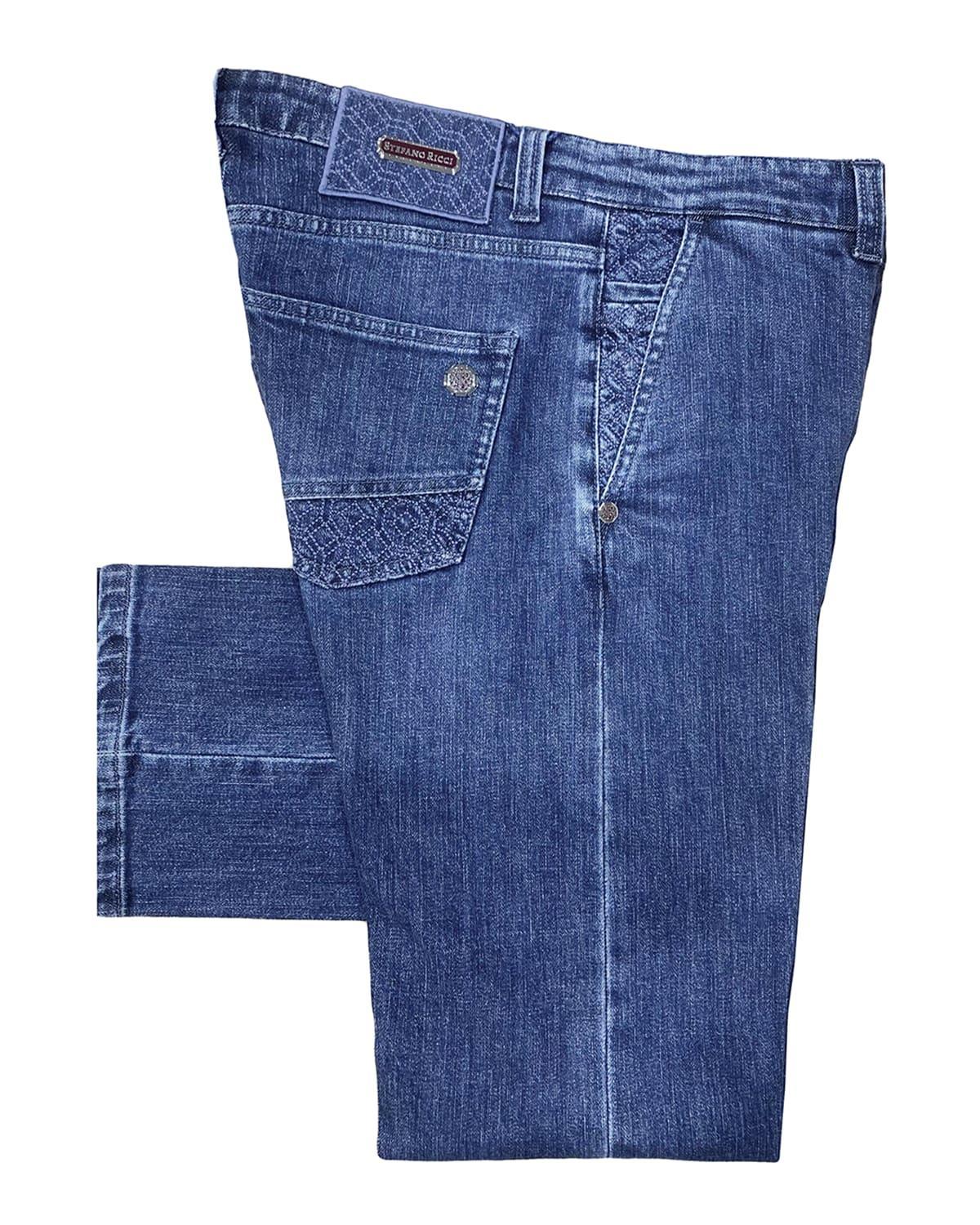 Mens Medium-Wash Straight-Leg Jeans product image