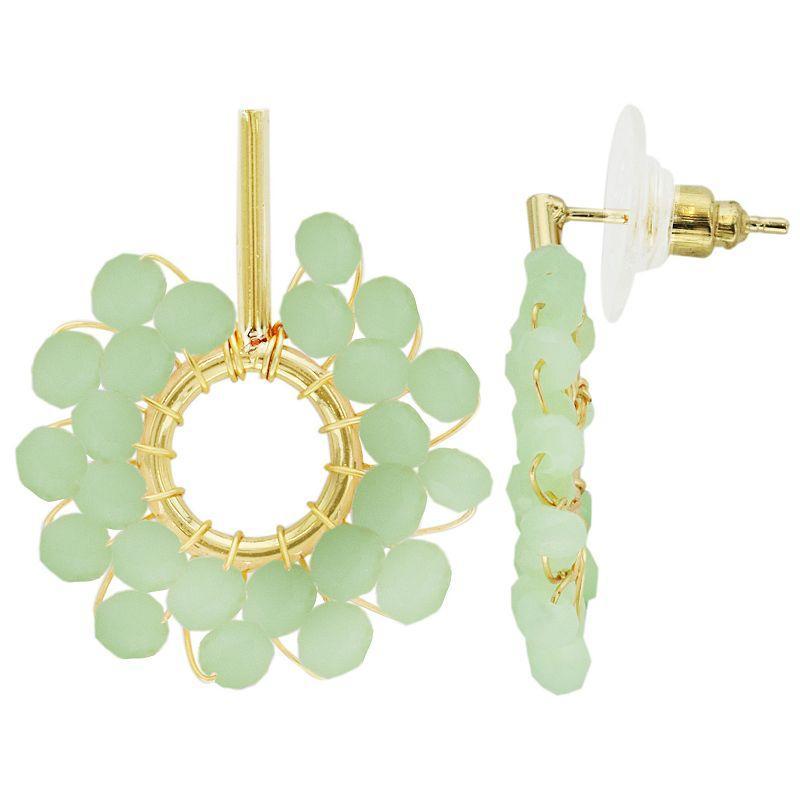 PANNEE BY PANACEA Gold Tone Crystal Bead Open Circle Drop Earrings, Womens, Green Product Image