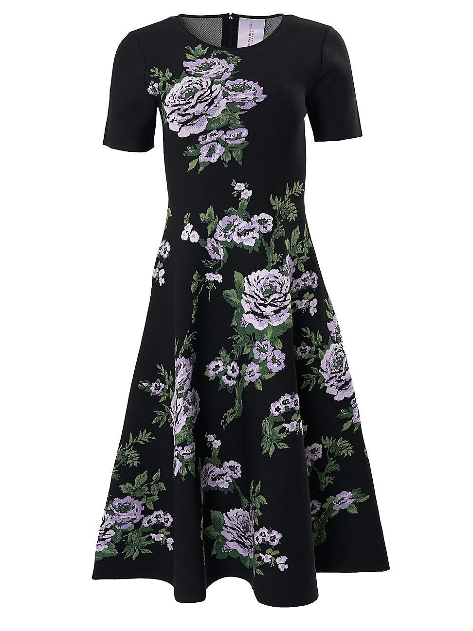 Womens Knit Floral Jacquard Knee-Length Dress product image